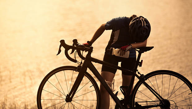 Tired cyclist